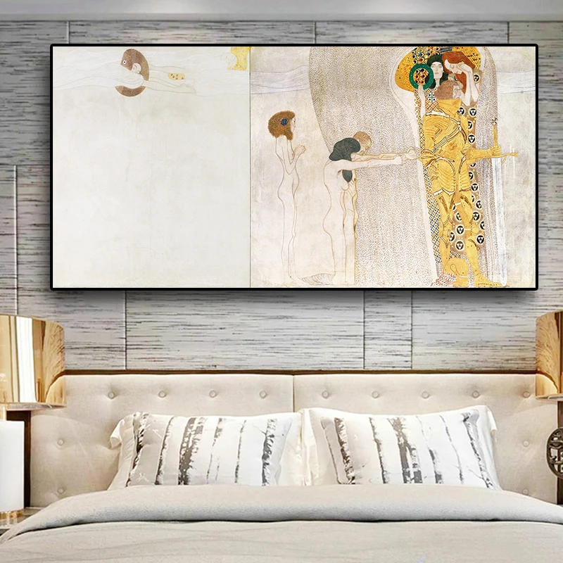 

Knight detail of the Beethoven Frieze by Gustav Klimt Oil Painting on Canvas Art Posters and Prints Wall Picture for Living Room