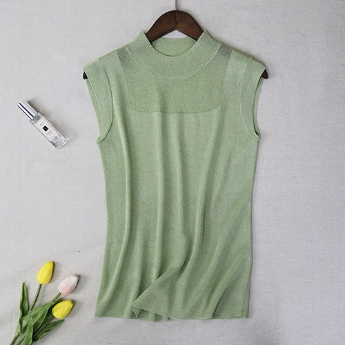 Женские топы и блузки, женская рубашка, модная одежда, корейская модная одежда, летняя, кавайная, без рукавов, для отдыха, 462 - Цвет: green