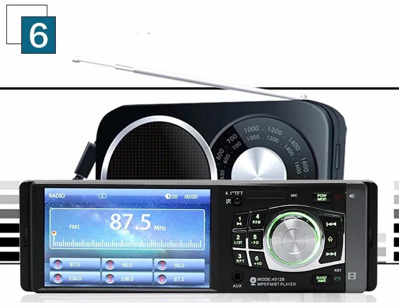 12V 4.1 inch Car Radio BLUETOOTH Stereo Audio In-dash FM Receiver Aux Input Receiver USB/SD MP3 In Dash 60Wx4 4012B