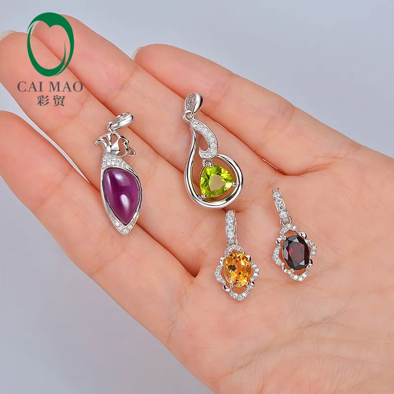 Caimao Jewelry Purple Amethyst Classic Style 925 Sterling Silver Pendant