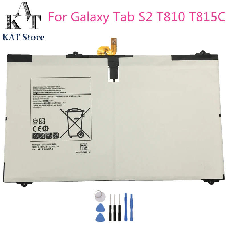 

EB-BT810ABE 5870mAh Tablet Battery For Samsung Galaxy Tab S2 9.7 T815C SM-T810 T813 T817 Battery Replacement High Quality AAA