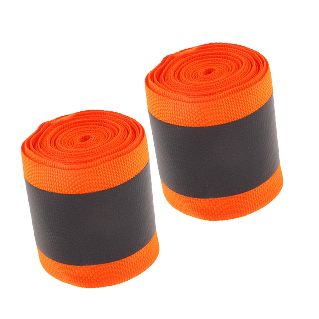 2 Roll Polyester Reflective Webbing Ribbon For Shirts Bag Fluorescent Orange