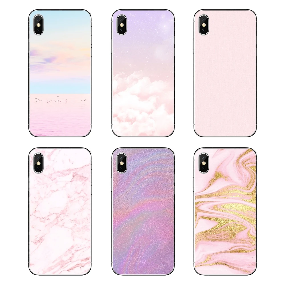 

For iPod Touch iPhone 4 4S 5 5S 5C SE 6 6S 7 8 X XR XS Plus MAX Pastel Pink Wallpaper Transparent Soft Cases Covers