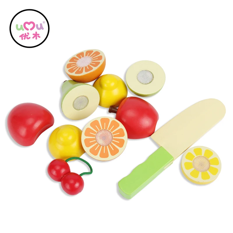 

[Umu] Wooden Cut Fruit Block Toy Set Kid Kitchen Vegetables Fruits Toys For Children Baby Food Toys For Girls 12 pcs/Set