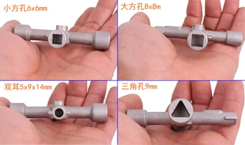 

304 stainless Multi-function tool Cross Triangle KEY for Train Elevator Cabinet Valve Alloy Square water tap key