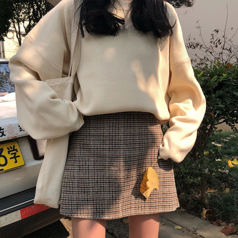 Повседневные женские юбки в японском стиле Harajuku Ulzzang винтажная юбка с высокой