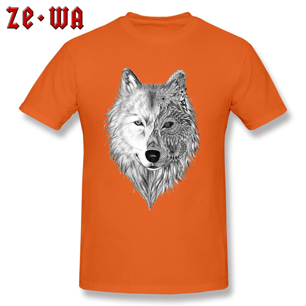 tattoo artist gray wolf Summer/Fall Pure Cotton O-Neck Tees Short Sleeve Normal Top T-shirts 2018 New Fashion Top T-shirts tattoo artist gray wolf orange