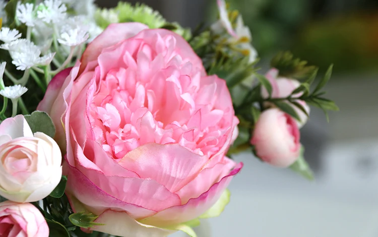 Wedding Bouquet for bridesmaids flowers artificial rose peony (14)