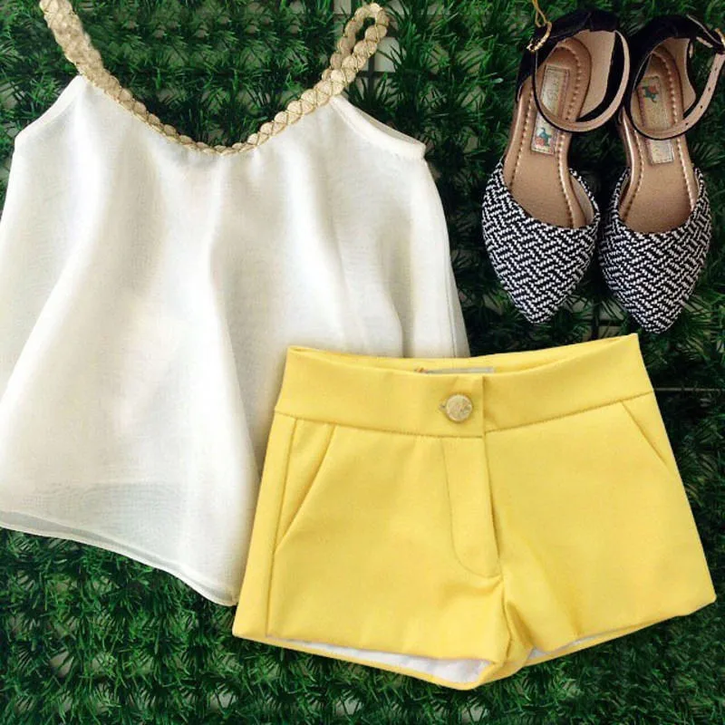 

2Pcs Summer Kid Toddler Baby Girl Chiffon Clothes Halter Tops T Shirt And Hot Pants Shorts Outfits Clothes 2-11Yrs