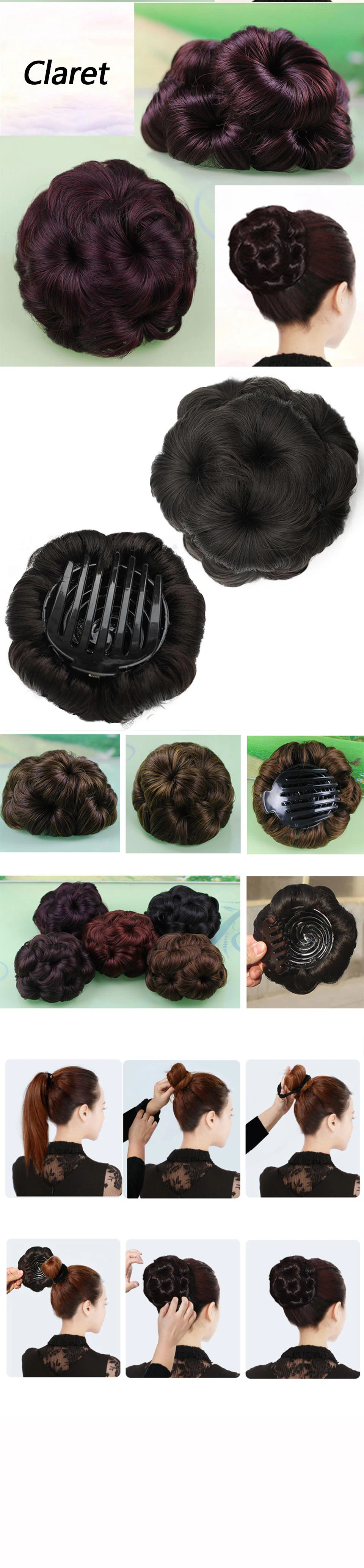 JINKAILI аксессуары на конский хвост волос кусок синтетического волокна клип в эластичном поддельные 9 волос Цветы коготь кудрявый шиньон невесты волос булочка