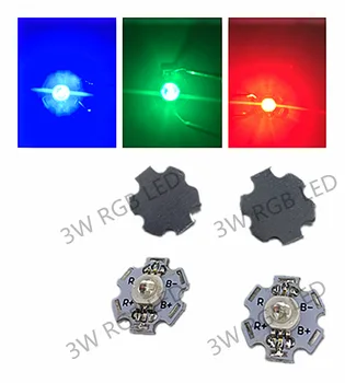 

Freeshipping!50pcs 3W RGB Color High Power 6pin LED Chip Light with 20MM star base for RGB LED Lamp