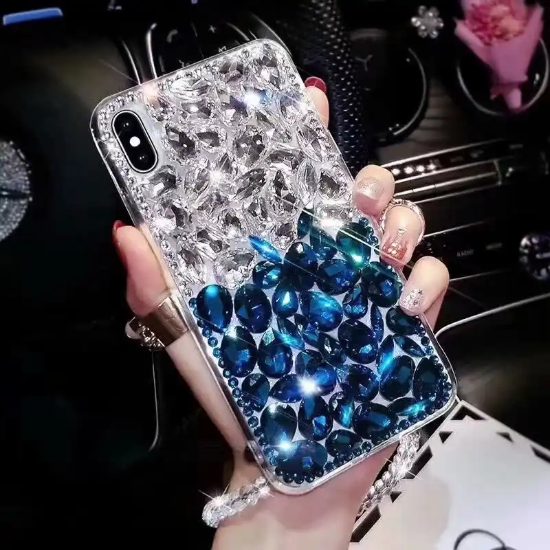 blue rhinestone coque iphone 6