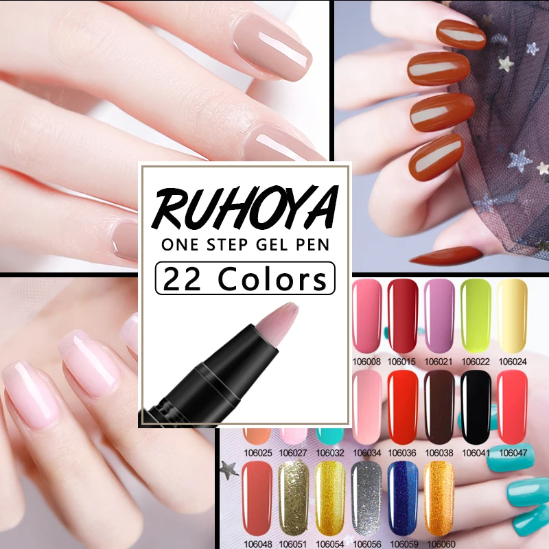 Ruhoya новейшая ручка 3 в 1 Гелевый лак для ногтей гибридный 24 Цвета Гель нейл арта