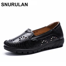SNURULAN/Новинка; Летняя женская повседневная обувь; женские лоферы ручной работы из натуральной кожи на плоской подошве; мокасины для мам; дышащие тонкие туфли