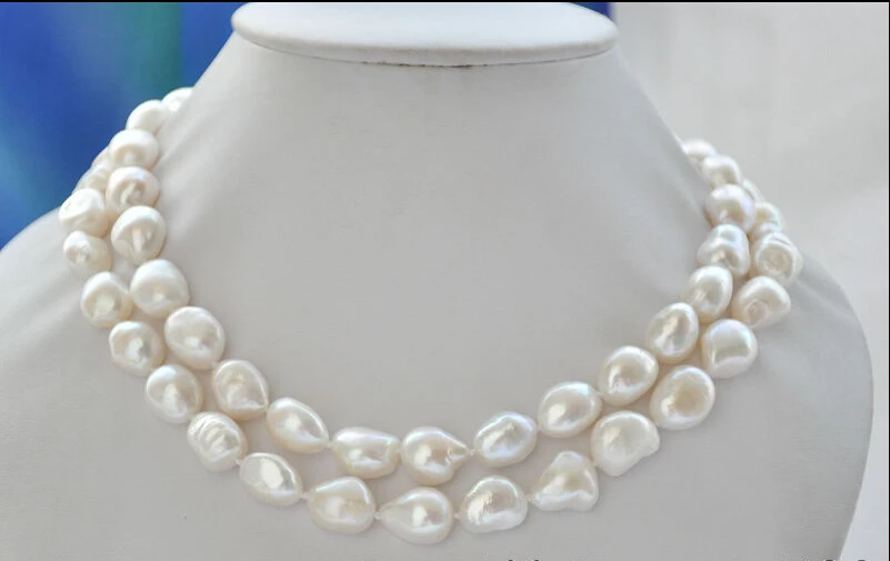 

Free shipping >>>>>Z7020 15mm white baroque freshwater pearl necklace 33inch