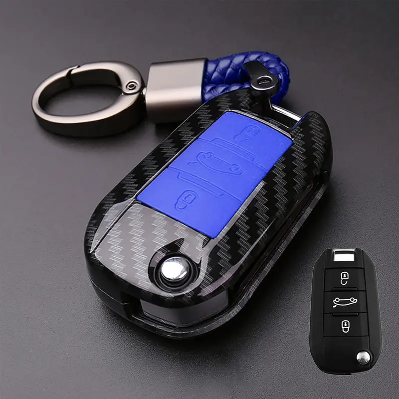 

Carbon Fiber Car key case cover Fob for Citroen C4L CACTUS C5 C3 C6 C8 Picasso Xsara Peugeot 3008 308 RCZ 508 408 2008 Fold key