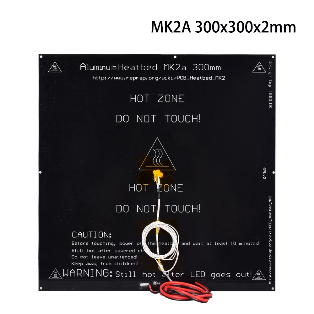 Запчасти для 3D принтера MK2A Heatbed 300*300*2 мм черная печатная плата с подогревом + LED