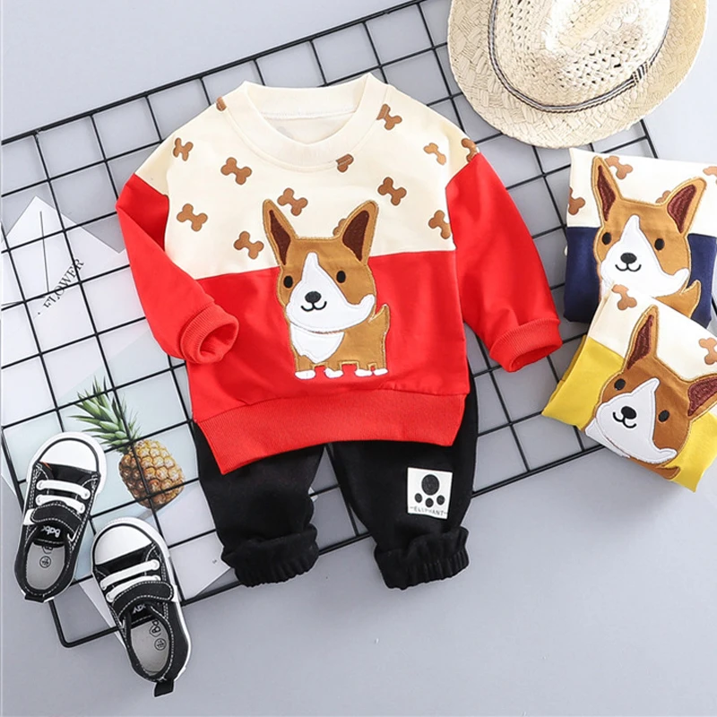 

Cartoon Kid Clothes Set Baby Boy Clothes Set Fashion New Autumn Cotton O-Neck full Sleeve Puppy pattern 2 Pcs Boys Clothing Sets