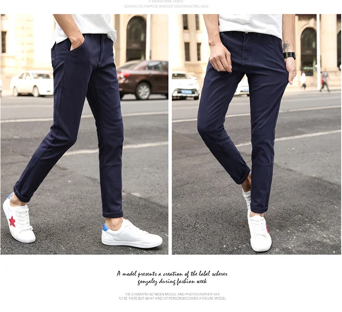2019 Новый Для мужчин s брюки Для мужчин хаки Pantalon Homme узкие штаны Для мужчин качества брюки Для мужчин хлопок для бизнес на каждый день