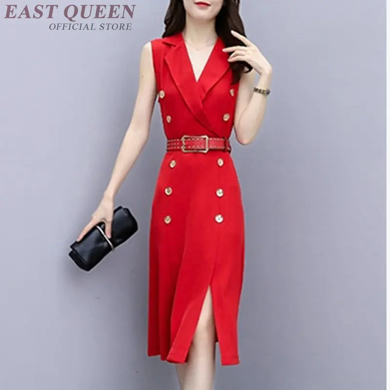 Деловое платье для женщин, офисное женское элегантное красное платье, корейская мода, офисное платье для работы, FF1274 - Цвет: 2