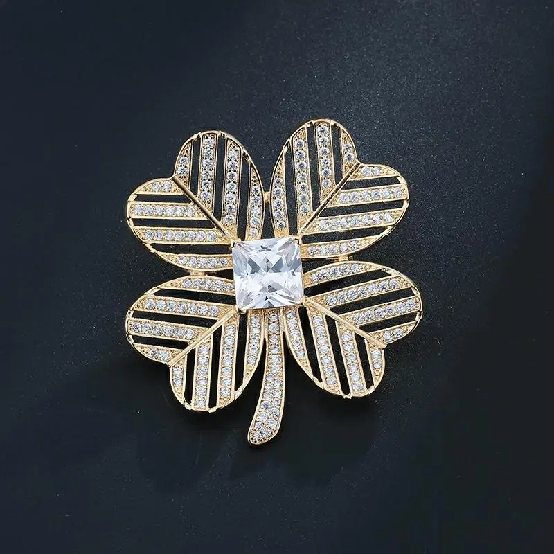 Honghong высокое качество AAA+ циркон брошь в форме листочка для женщин Гламурная брошь с растительными мотивами Свадебные модные украшения