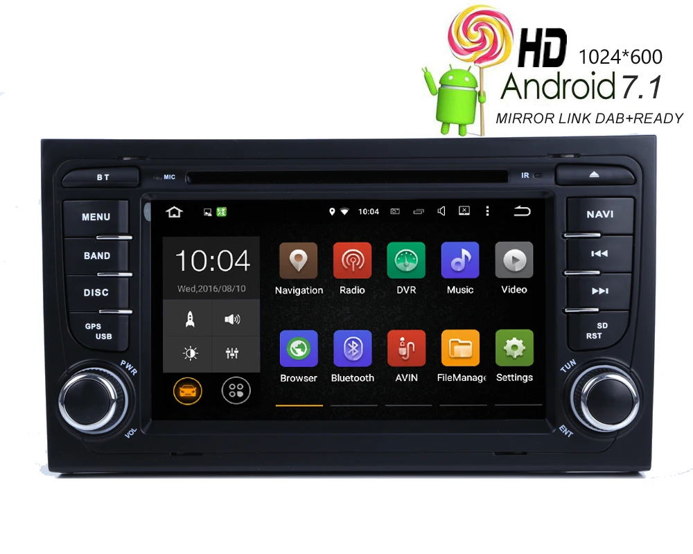 Excellent HIRIOT Android 7.1 Car DVD GPS Player Vehicle Navigation For AUDI A4 S4 Seat Exeo Radio BT Wifi/4G MP3 16G Rom+2G RAM DAB+ USB 0