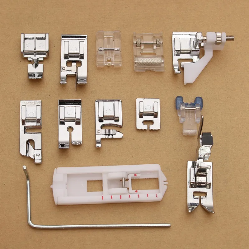 KiWarm 13 шт./компл. электрическая швейная машина с низким пресс для хвостовика средства ухода за кожей стоп комплект насадок для Husqvarna швейная машина Запчасти