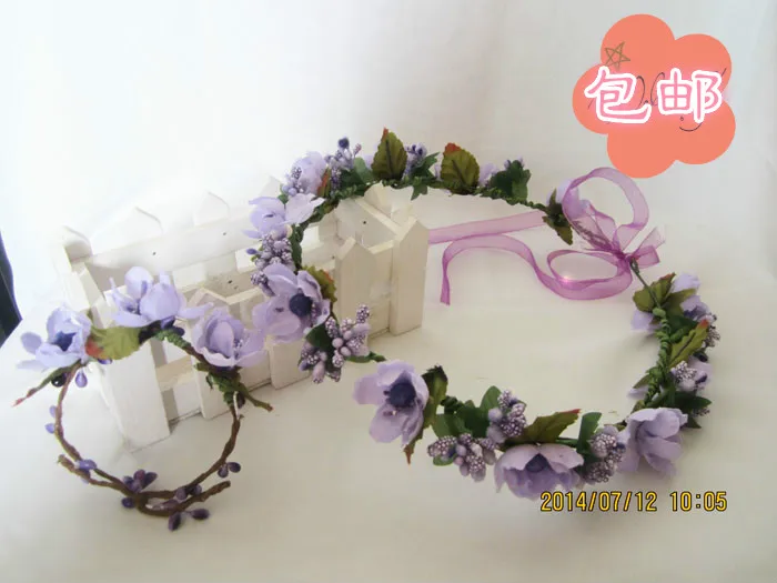 2015 New Women Bohemian Rose Flower Headband Kids Wreath Party Wedding Floral With Ribbon Adjustable Hair Accessories Headband