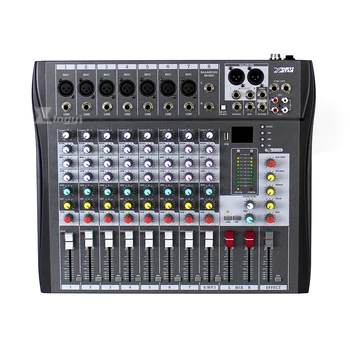 

Professional 8 Channel USB DJ Audio Mixer Karaoke Microphone Console 3-Band EQ Sound Effects For Video Recording Power Amplifier
