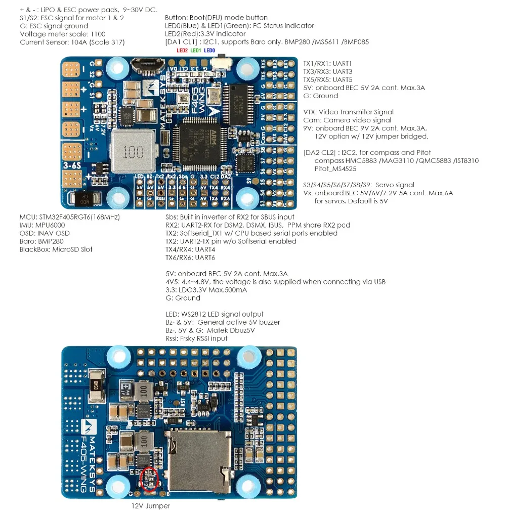 Matek MatekSys F405-WING STM32F405 управление полетом с INAVOSD MPU6000 BMP280/Поддержка летающее крыло фиксированное крыло FC