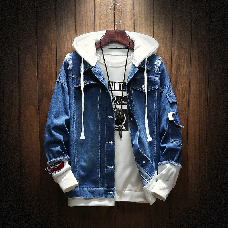 

2019 New Top Quality pure cotton Denim Jackets Men Cowboy Slim Bomber Jacket Men's Jean Jacket Hip Hop Mens Outwear Male Cowboy