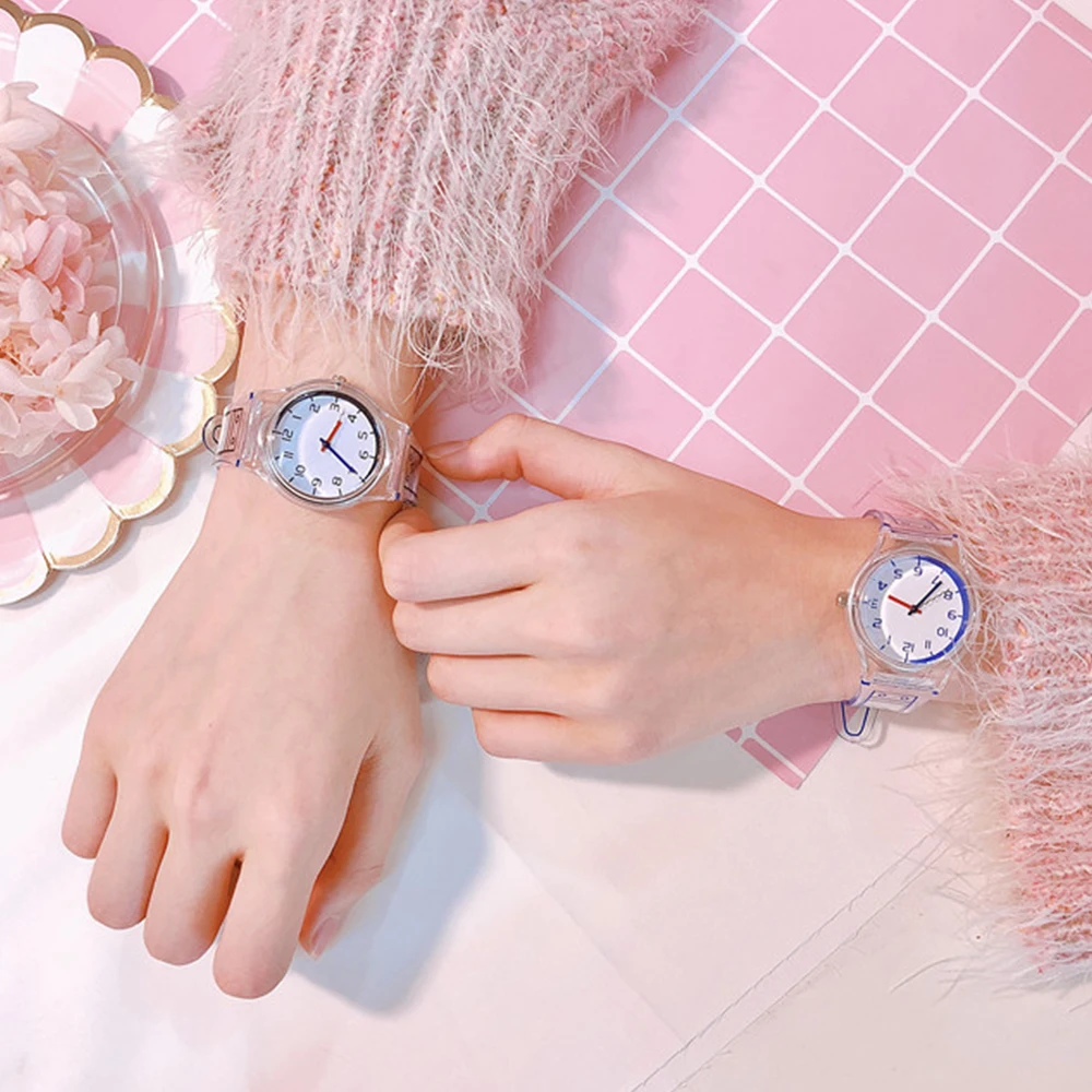 Модные Harajuku стиль студент детские часы повседневное прозрачный силиконовый желе кварцевые наручные детские часы Relogio Feminino