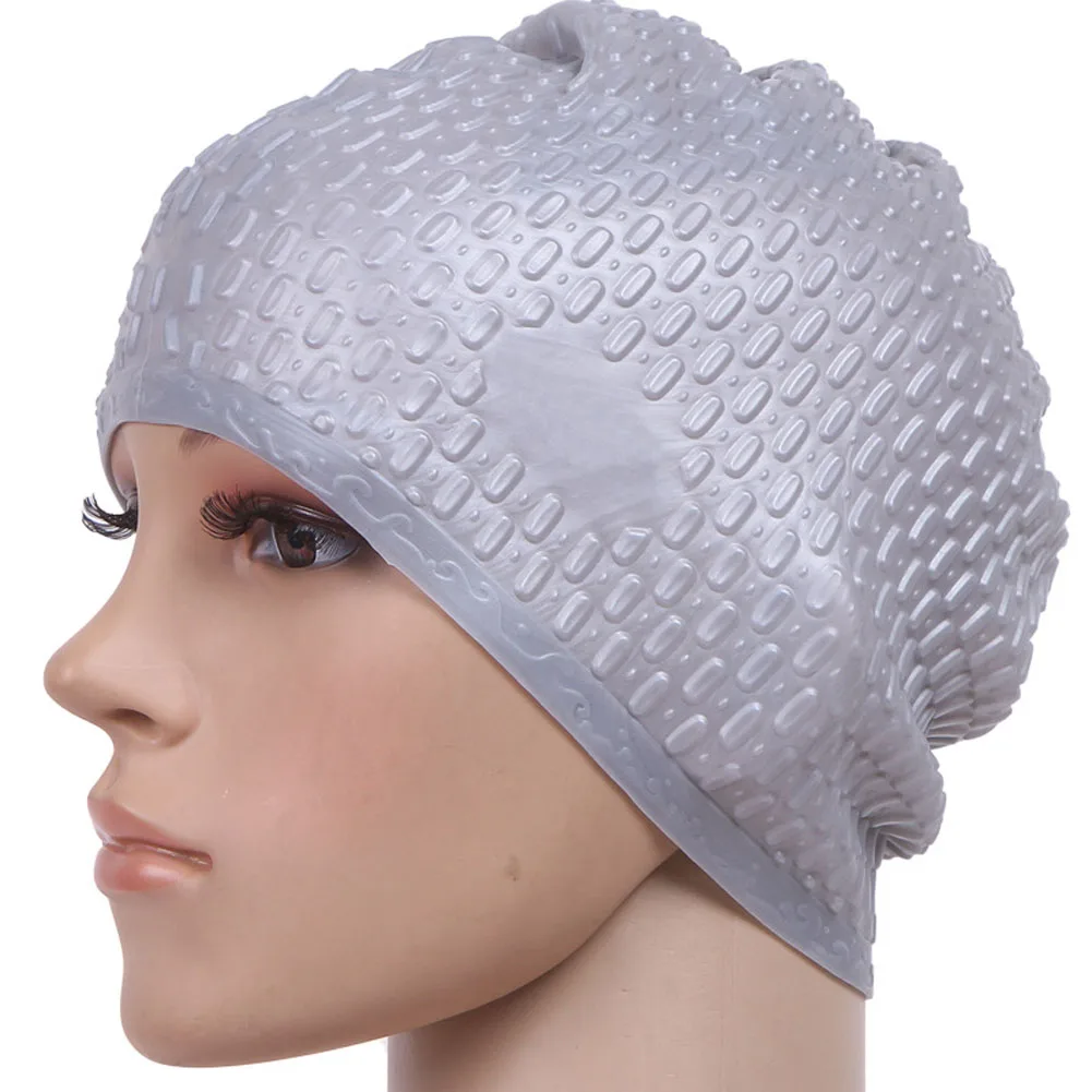 

NEW Women's Summer Waterproof Particles Design Swimming Cap Excellent Elastic Silicone Ear Protection