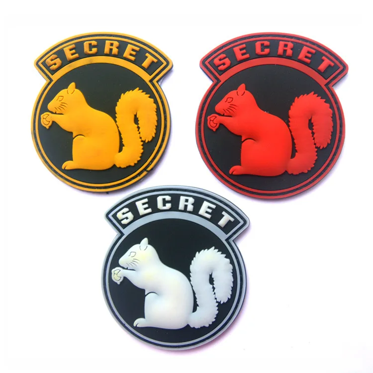 

black top secret squirrel OP Military Army Tactical Morale PVC Rubber Patches For Clothes Clothing Emblem Appliques Badges