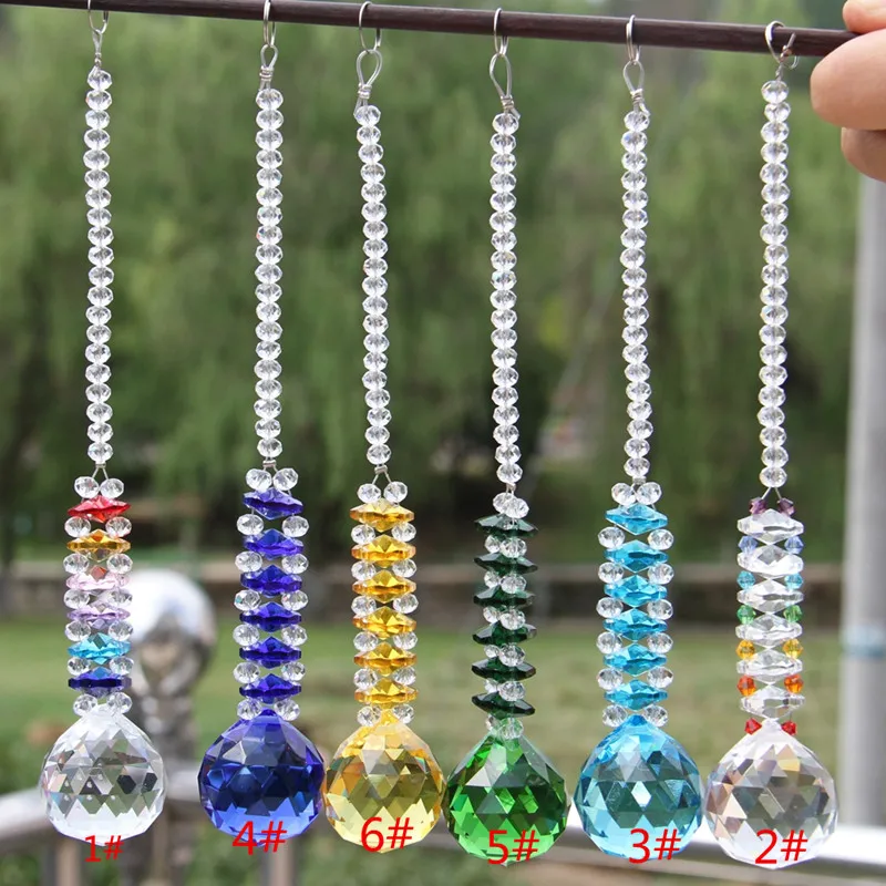 

Free Shipping mix color 100sets 30mm Balls Crystal Suncatcher Prism Diy Hanging Balls+14mm Octagon Beads For Curtain Decoraion