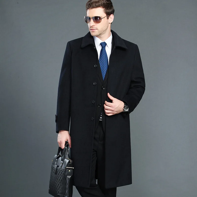Мужские шерстяные пальто, куртки, осенне-зимнее кашемировое пальто, толстое мужское кашемировое длинное пальто, высокое качество, повседневные тонкие тренчи