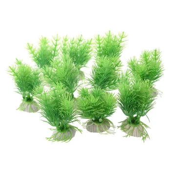 

10pcs Green Plastic Plants Aquarium Fish Tank Decoration Ornament