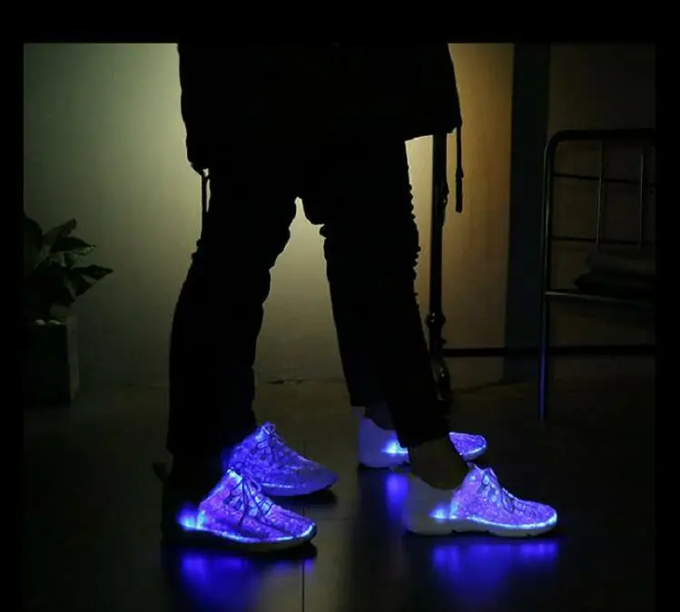 mulheres dos homens usb recarga brilhante tênis homem iluminar acima sapatos