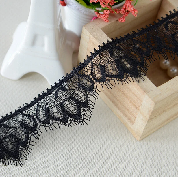 9 yard(3pcs) 3.5cm 1.37&quot wide black eyelash mesh tapes lace trim ribbon L226K572 free ship | Дом и сад