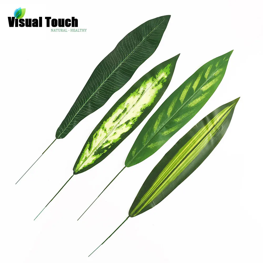 

Visual Touch Set 12pcs Lots Green Artificial Monstera Leaf Plant Tree Branch Brazilian Leaves Palm Evergreen Tail Leaves