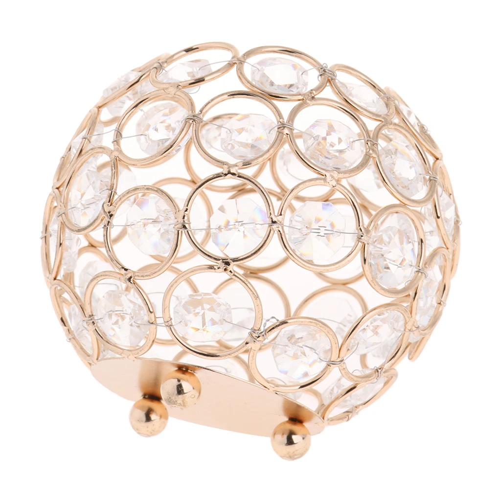 4Pcs 10cm Crystal Bowl Tea Light Candle Holder Wedding Banquet Decor _Gold