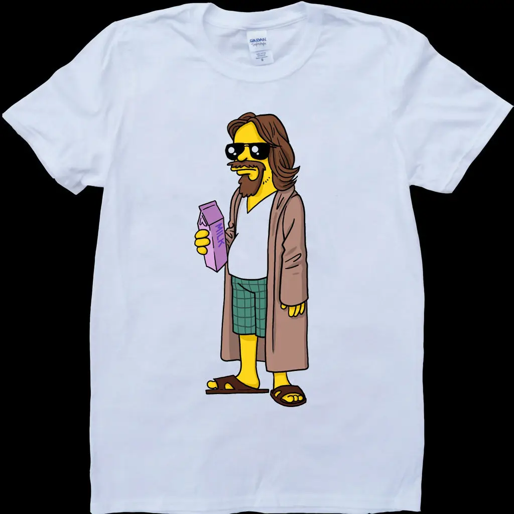 The Dude Big Lebowski Cartoon Mens White, Custom Made T