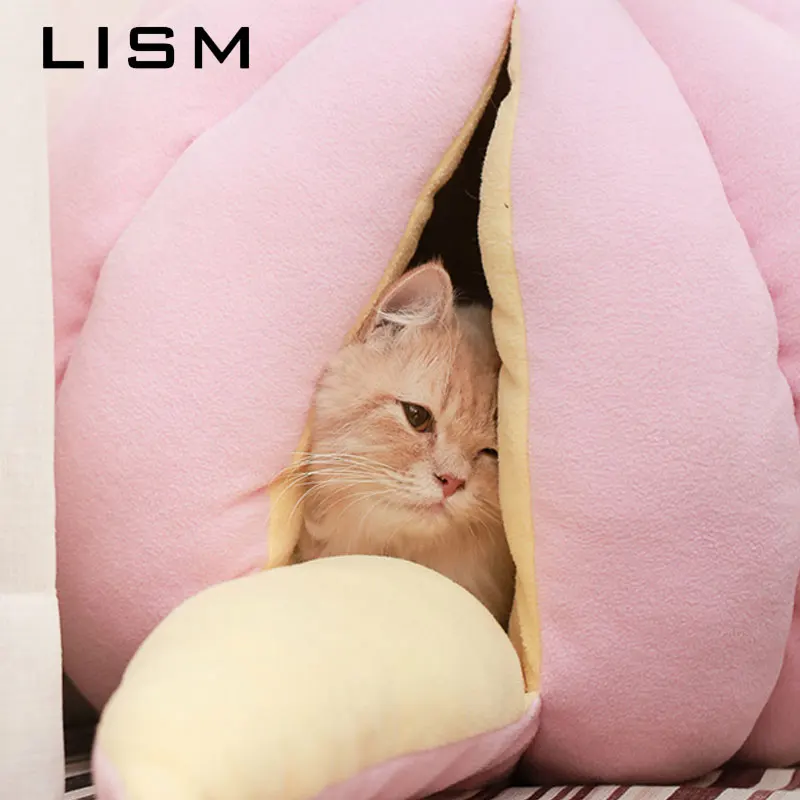  Pet Cat Dog Cute House Bed Mat Warm Soft Removeable Kennel Nest Pet Basket Halloween Funny Fruit Pu
