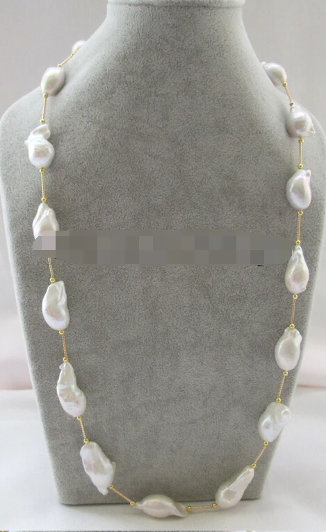 

ddh003769 natural white baroque keshi reborn freshwater pearl necklace