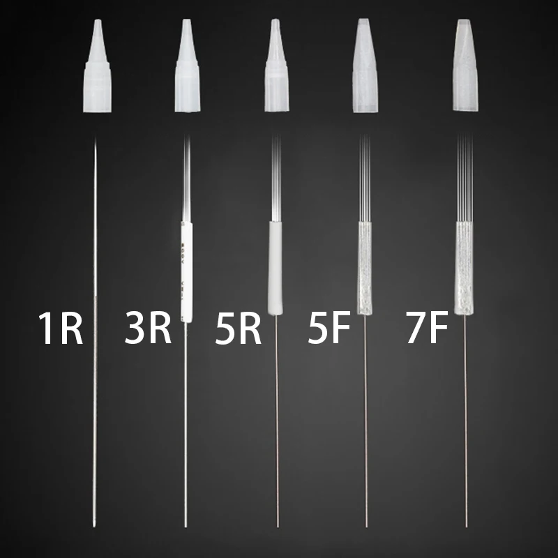 

100PCS Microblading Tattoo Needles 1R/3R/4R/5F/7F Disposable Sterilized Needles Permanent Makeup Eyebrow Lip Eyeline Needles
