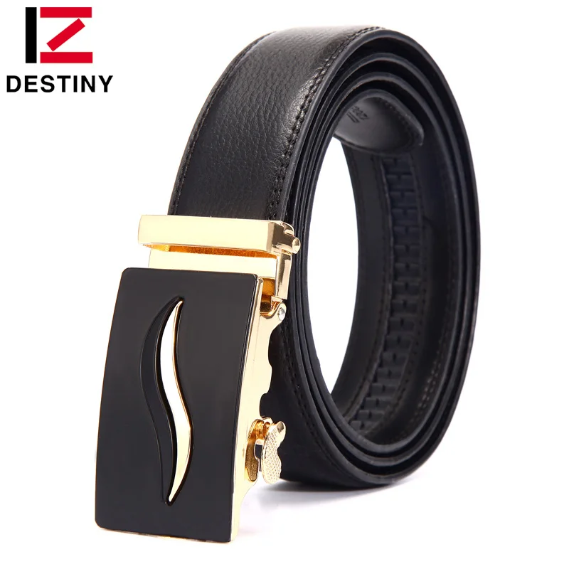 

DESTINY male genuine leather strap metal automatic buckle belt men high quality cow luxury famous brand designer ceinture homme