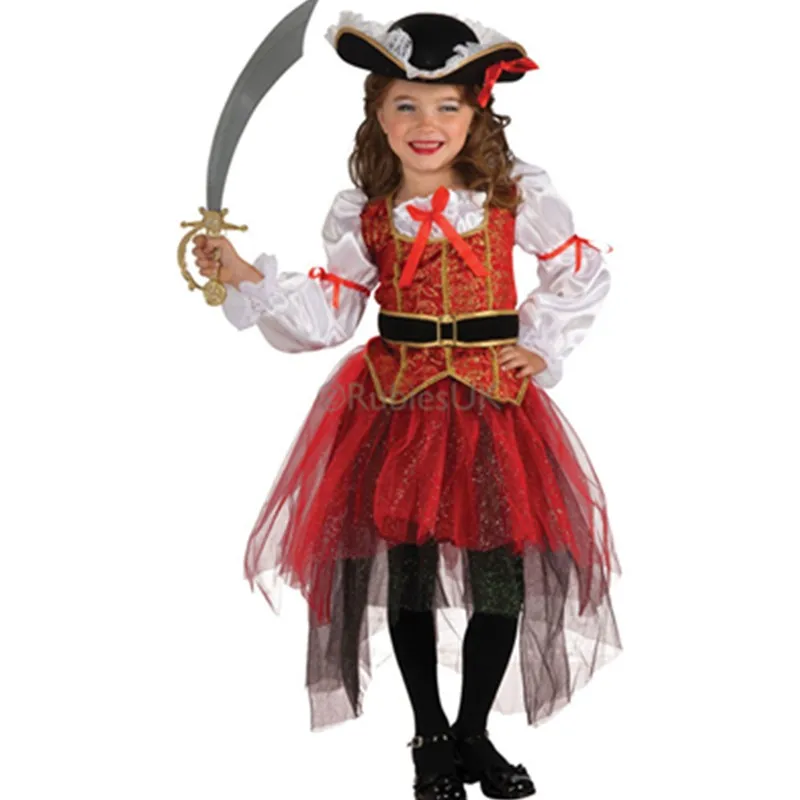 Костюм с короткими рукавами и капюшоном Детский костюм пиратов для девочек на Хэллоуин, балерина, Детский костюм пирата L15293
