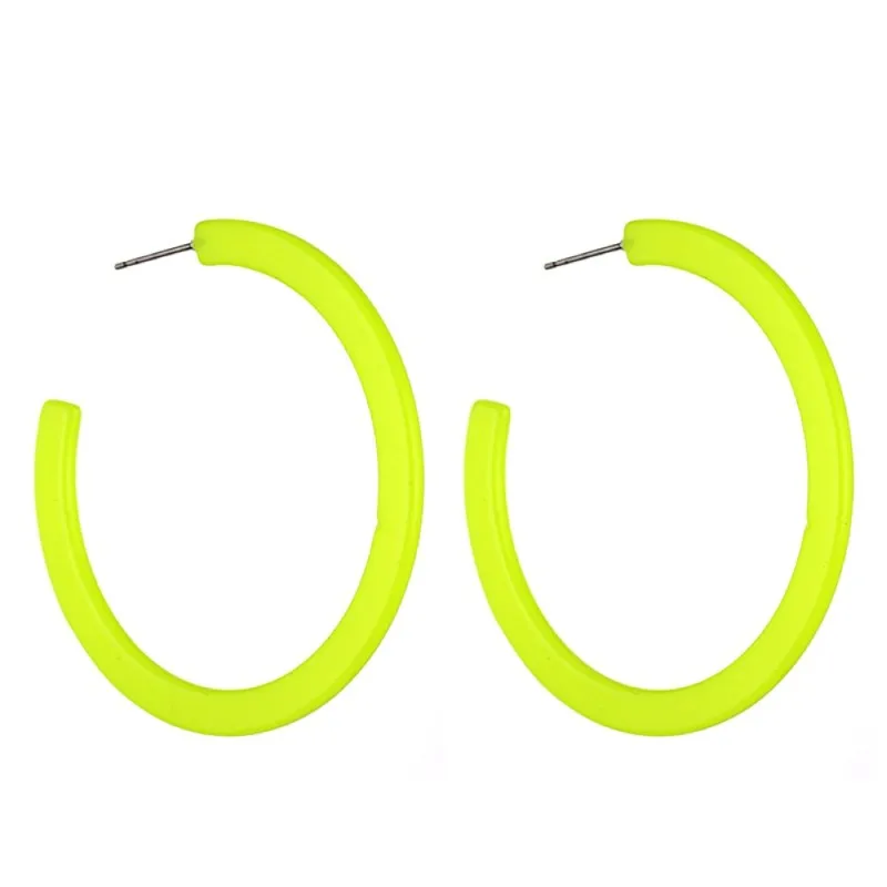 Solememo модные большие круглые неоновые Висячие серьги, новые флуоресцентные серьги для женщин и девушек, ювелирные изделия для ушей, E5463 - Окраска металла: neon yellow