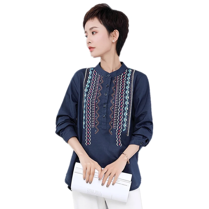 

New arrival 2019 spring cotton blouse women Ramie Comfortable ladies top fashion female shirt long sleeve high quality plus size