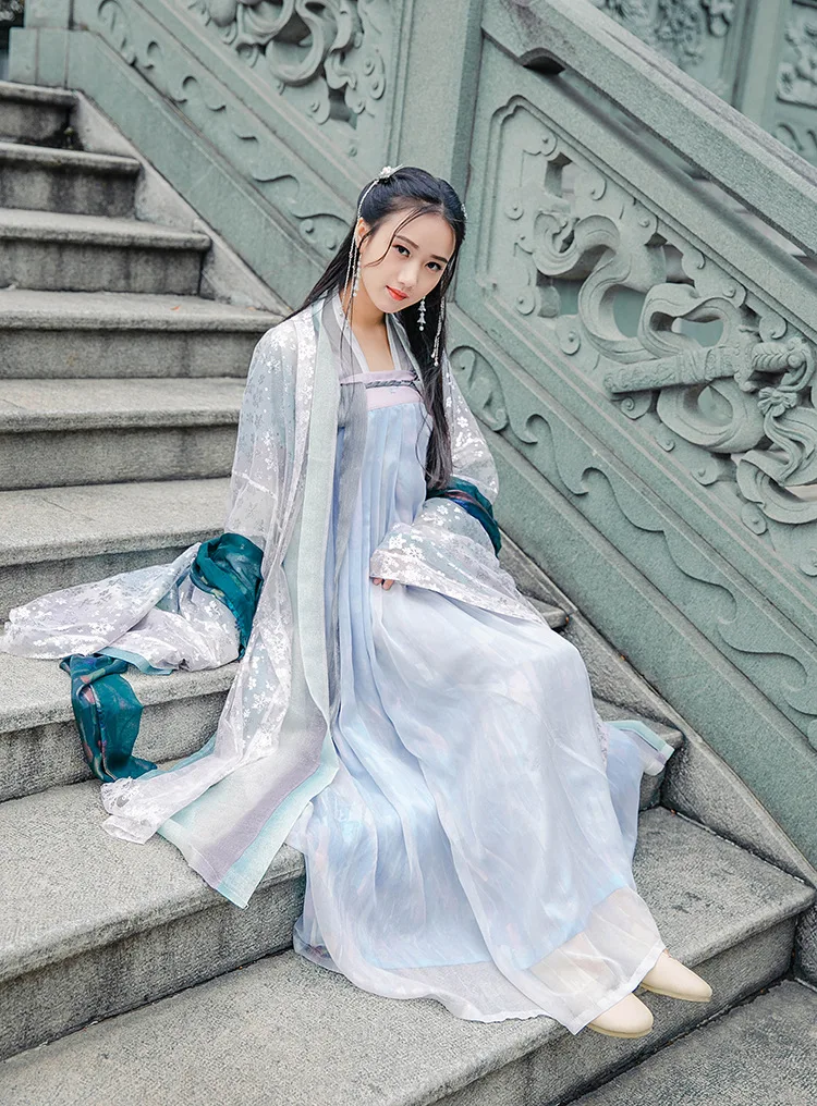 Moonrise Changge-красивое женское платье Hanfu Ruqun в китайском традиционном стиле, винтажное Пышное Платье, комплект из 5 предметов, сказочное платье Kei